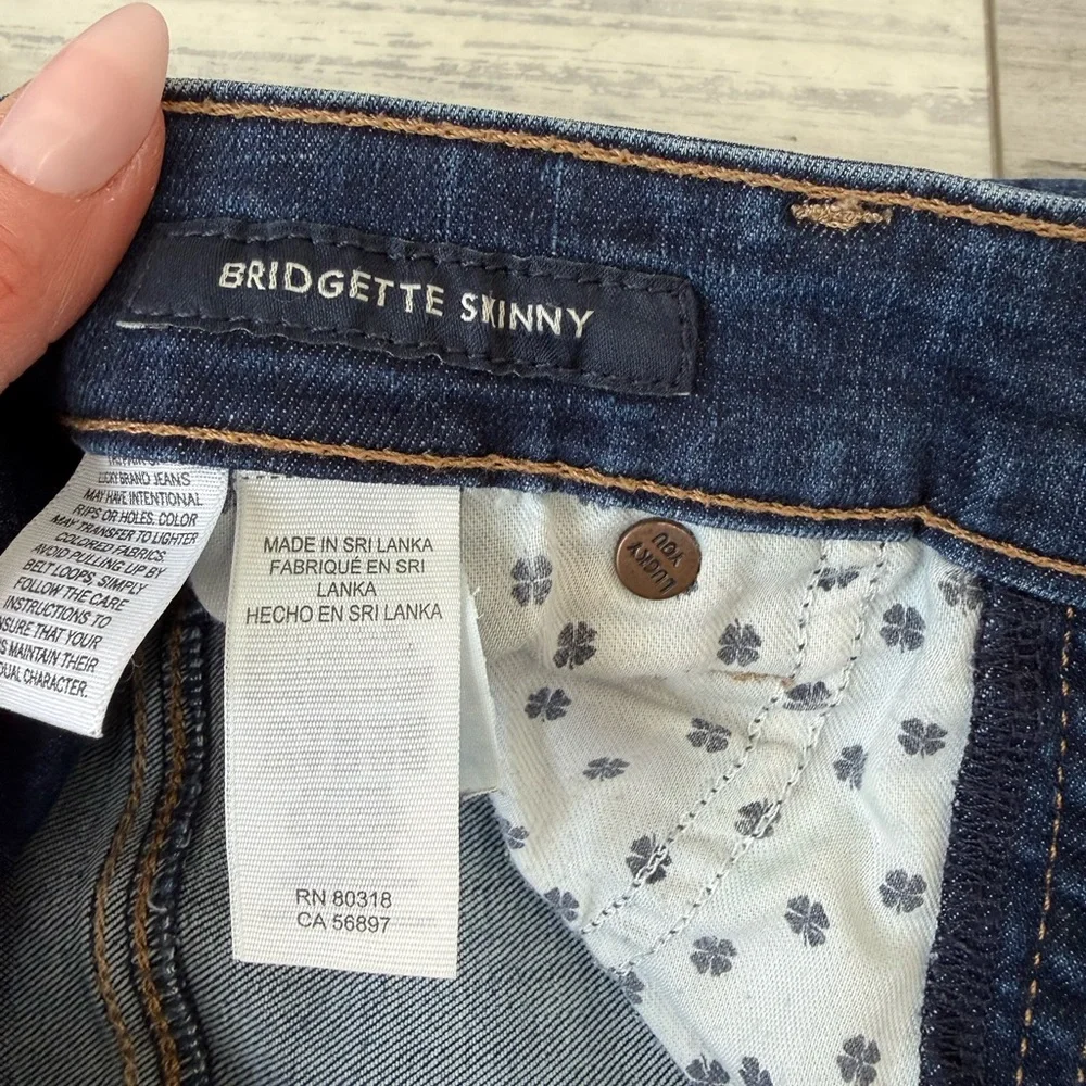 Lucky Brand Bridgette Mid Rise Skinny Jeans Raw Hem Blue Denim 0/25 Ankle - Picture 3 of 9